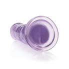 Purple glass pipe featuring RealRock Crystal Clear Straight 7 in. Dildo Without Balls Purple