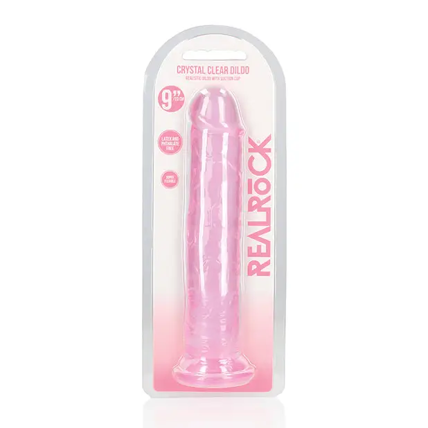 RealRock Crystal Clear Straight 7 in. Dildo Without Balls Purple - crystal clear design