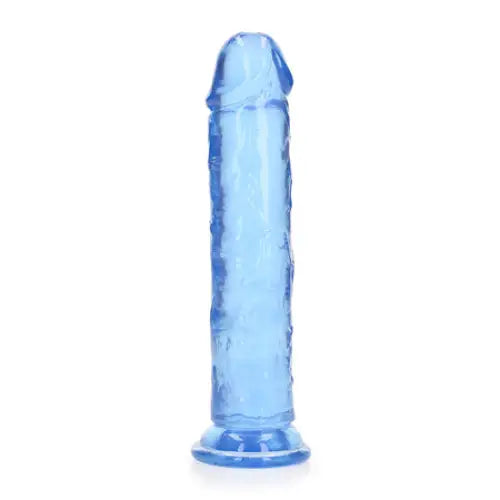 RealRock Crystal Clear Straight 8 in. Dildo Without Balls Blue - Realistic Dildo