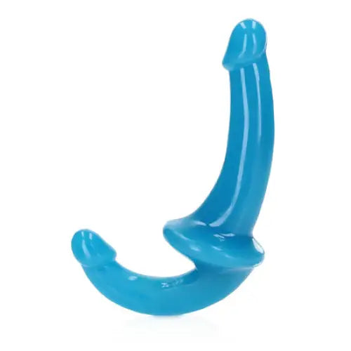 RealRock Glow in the Dark 6 in. Strapless Strap-On Dildo Neon Blue - Strapless Strap