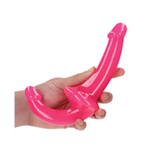 RealRock Glow in the Dark 6 in. Strapless Strap-On Dildo Neon Purple - Strapless Strap