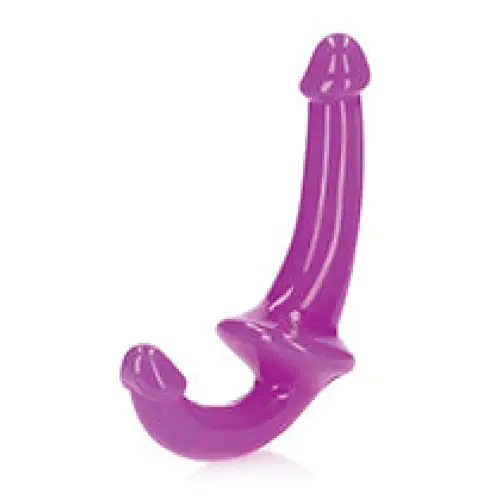 RealRock Glow in the Dark 6 in. Strapless Strap-On Dildo Neon Purple - Strapless Strap