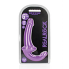 RealRock Glow in the Dark 6 in. Strapless Strap-On Dildo Neon Purple - Neon Purple - Strapless Strap