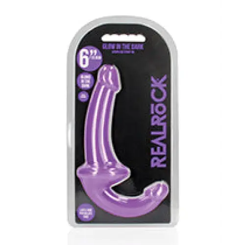 RealRock Glow in the Dark 6 in. Strapless Strap-On Dildo Neon Purple - Neon Purple - Strapless Strap