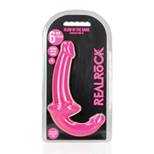 RealRock Glow in the Dark 6 in. Strapless Strap-On Dildo Neon Purple - Neon Pink - Strapless Strap