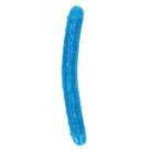 RealRock Glow in the Dark Double Dong 12 in. Dual-Ended Dildo Neon Blue phallic silicone toy