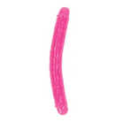 RealRock Glow in the Dark Double Dong 12 in. Dual-Ended Dildo Neon Purple - Double Ended Dildo