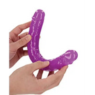 RealRock Glow in the Dark Double Dong 12 in. Dual-Ended Dildo Neon Purple - Double Ended Dildo