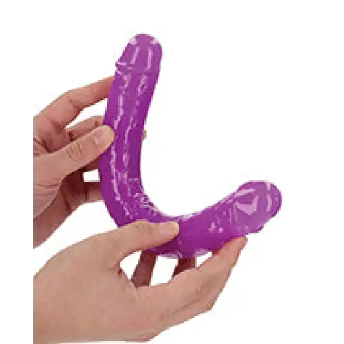 RealRock Glow in the Dark Double Dong 12 in. Dual-Ended Dildo Neon Purple - Double Ended Dildo