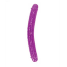 RealRock Glow in the Dark Double Dong 12 in. Dual-Ended Dildo Neon Purple - Double Ended Dildo