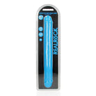 RealRock Glow in the Dark Double Dong 15’ Dual-Ended Dildo Neon Blue in retail packaging