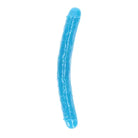 RealRock Glow in the Dark Double Dong 15 in. Dual-Ended Dildo Neon Blue - Double Ended Dildo