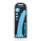 RealRock Glow in the Dark Slim 9 in. Dildo Neon Blue - Neon Blue / 10’’ - Realistic Dildo