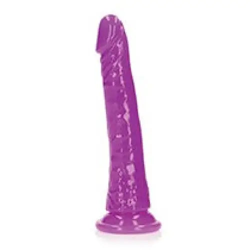 RealRock Glow in the Dark Slim 9 in. Dildo Neon Blue - Realistic Dildo