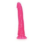 RealRock Glow in the Dark Slim 9 in. Dildo Neon Blue - Realistic Dildo