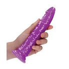 RealRock Glow in the Dark Slim 9 in. Dildo Neon Blue - Realistic Dildo