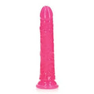 RealRock Glow in the Dark Slim 9 in. Dildo Neon Blue - Realistic Dildo