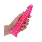 RealRock Glow in the Dark Slim 9 in. Dildo Neon Blue - Realistic Dildo