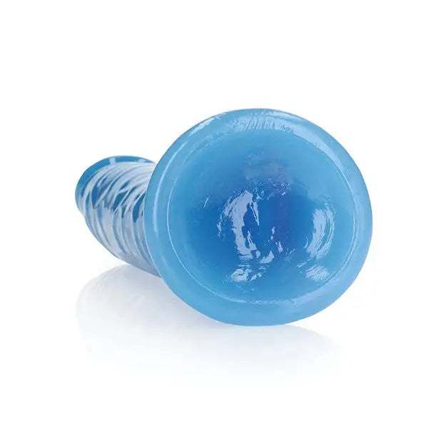 RealRock Glow in the Dark Slim 9 in. Dildo Neon Blue - Realistic Dildo