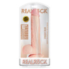 RealRock Realistic 10 in. Straight Dildo With Balls and Suction Cup Beige - Realistic Dildo