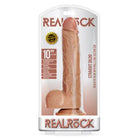 RealRock Realistic 10 in. Straight Dildo With Balls and Suction Cup Tan - Realistic Dildo