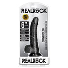 RealRock Realistic 6 in. Curved Dildo With Balls and Suction Cup Black - Realistic Dildo