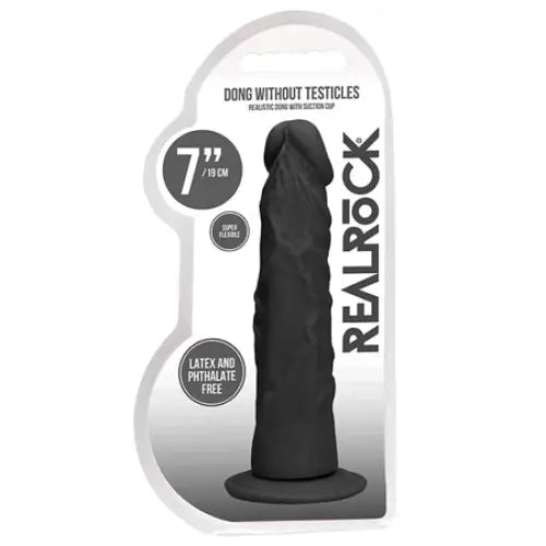 RealRock Realistic 7 in. Dildo With Suction Cup Black - Realistic Dildo