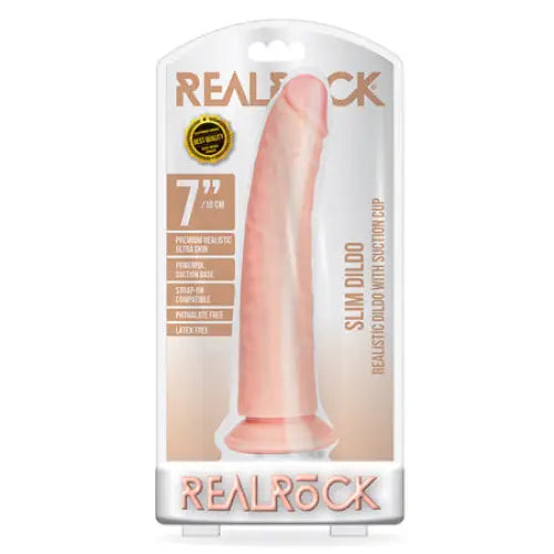 RealRock Realistic 7 in. Slim Dildo With Suction Cup Beige - Realistic Dildo