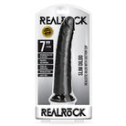 RealRock Realistic 7 in. Slim Dildo With Suction Cup Black - Realistic Dildo