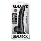 RealRock Realistic 8 in. Curved Dildo With Balls and Suction Cup Black - Realistic Dildo