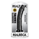 RealRock Realistic 8 in. Curved Dildo With Suction Cup Black - Realistic Dildo