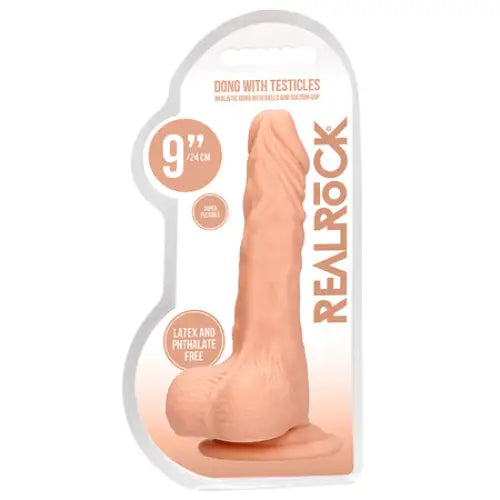 RealRock Realistic 9 in. Dildo With Balls and Suction Cup Beige - Realistic Dildo