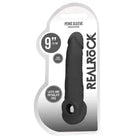 RealRock Realistic 9 in. Penis Sleeve Extender Sling Black - Realistic Dildo