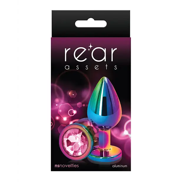 Rear Assets Metal Anal Plug with Jewel - Pink / Medium - Butt Plug