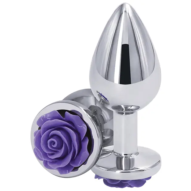 Rear Assets Rose Anal Plug - Purple / Medium - Butt Plug