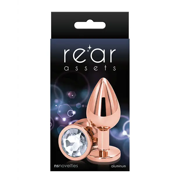 Rear Assets Rose Gold Anal Plug with Jewel - Clear / Medium - Butt Plug