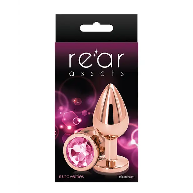 Rear Assets Rose Gold Anal Plug with Jewel - Pink / Medium - Butt Plug