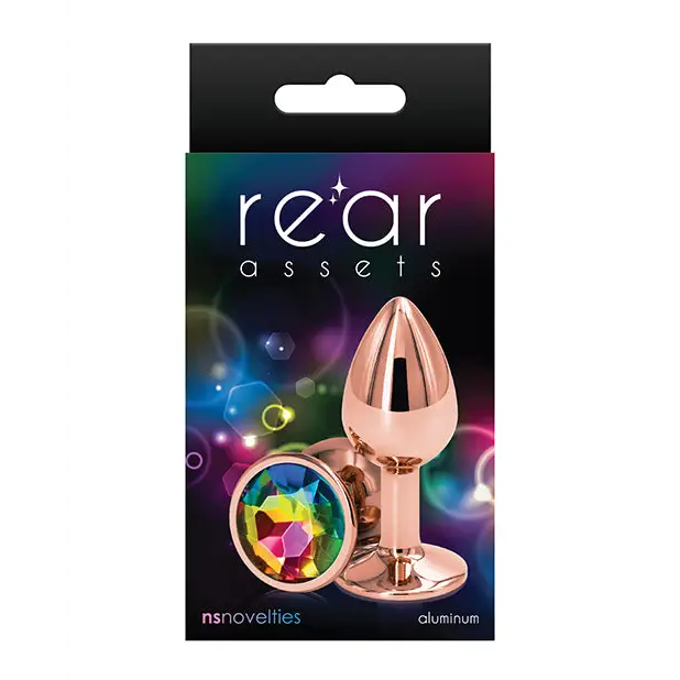 Rear Assets Rose Gold Anal Plug with Jewel - Rainbow / Small - Butt Plug