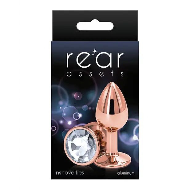 Rear Assets Rose Gold Anal Plug with Jewel - Small / Clear - Butt Plug