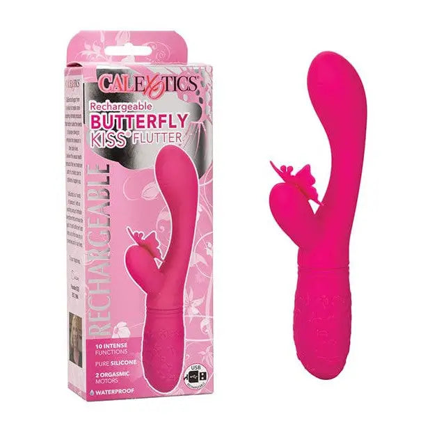 CalExotics Vibrator Pink Rechargeable Butterfly Kiss Flutter Rabbit by CalExotics at the Haus of Shag