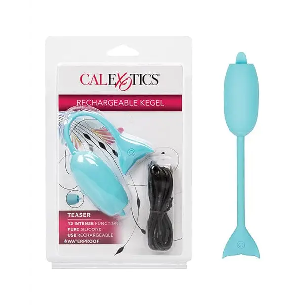 Close up of a blue hair dryer and cord from the Rechargeable Kegel Teaser product