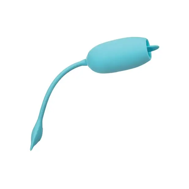 Rechargeable Kegel Teaser: A blue plastic toy with a long tail for pelvic floor exercises