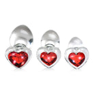 Booty Sparks Jewel Plug Red Heart Gem Glass Anal Plug Set at the Haus of Shag