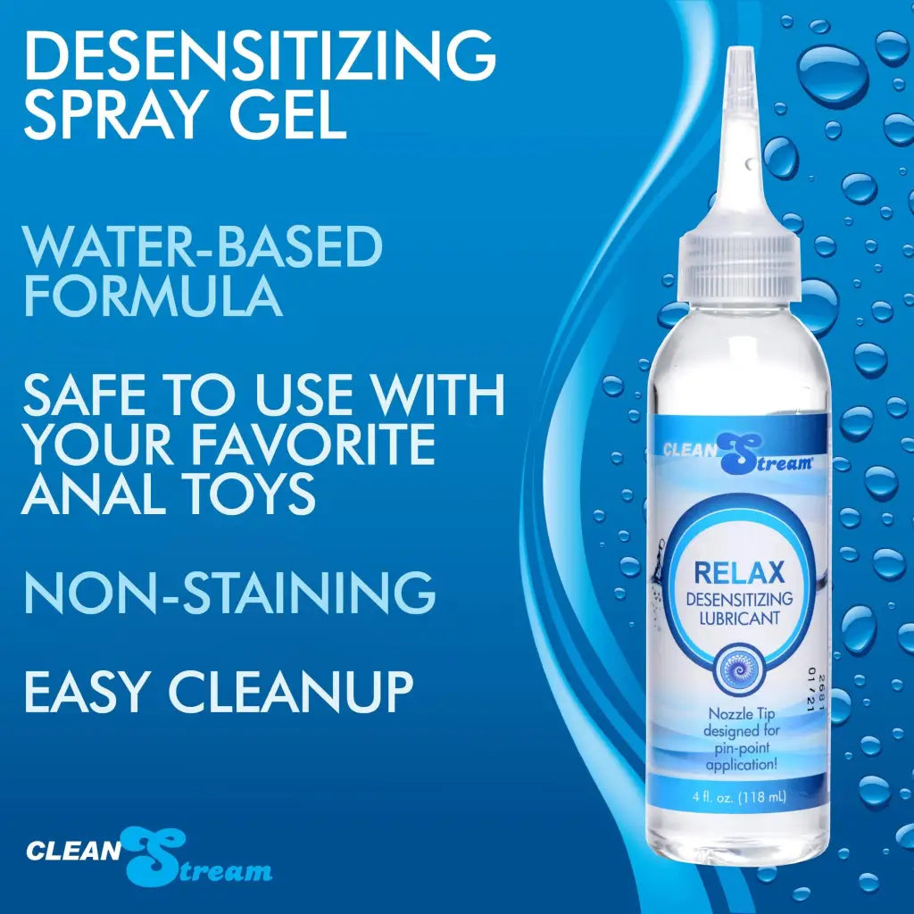 CleanStream Water Based Lubricant Relax Desensitizing Lubricant With Nozzle Tip - Oz. at the Haus of Shag