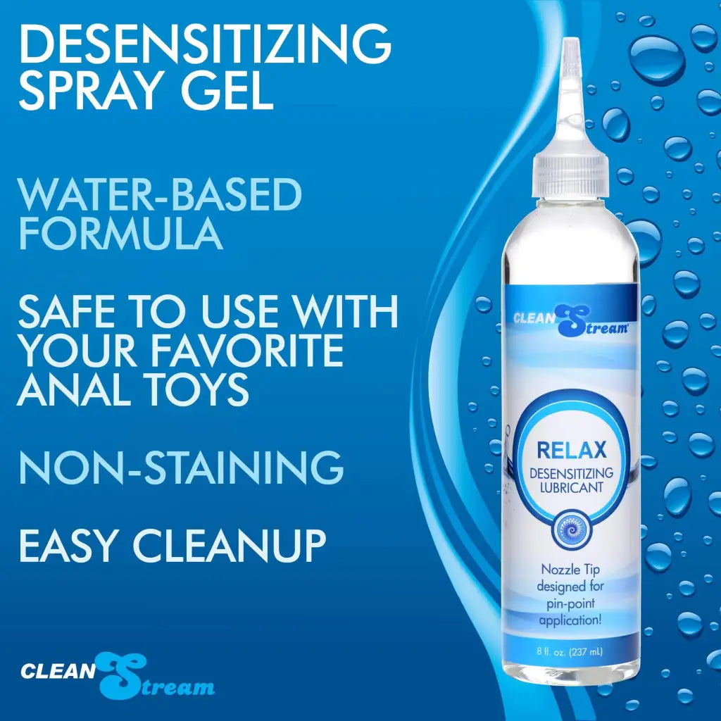 CleanStream Water Based Lubricant Relax Desensitizing Lubricant With Nozzle Tip - Oz. at the Haus of Shag