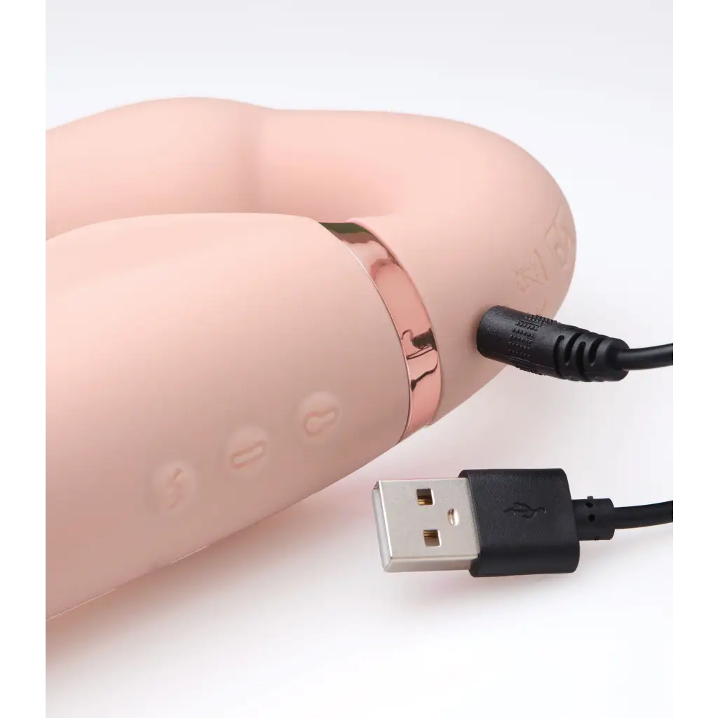 Flesh-colored personal massager with USB cable for Remote Control Inflatable Vibrating Ergo Fit