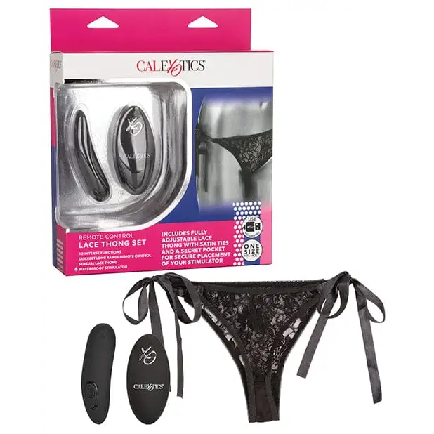 CalExotics Stimulators Black Remote Control Lace Thong Set at the Haus of Shag