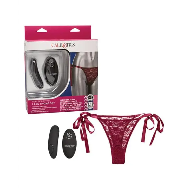 CalExotics Stimulators Burgundy Remote Control Lace Thong Set at the Haus of Shag