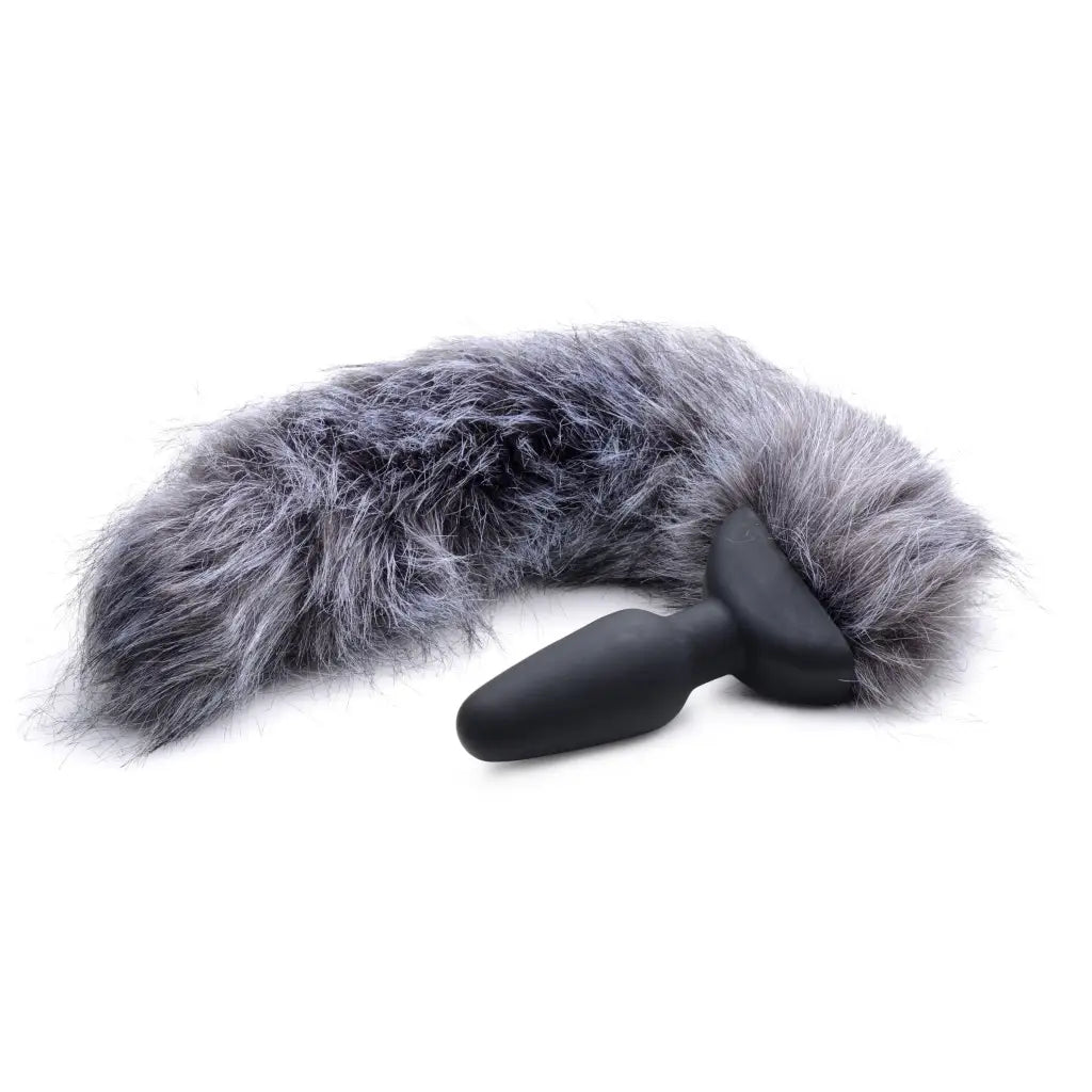 Tailz Tail Plug Gray Remote Control Vibrating Fox Tail Anal Plug at the Haus of Shag