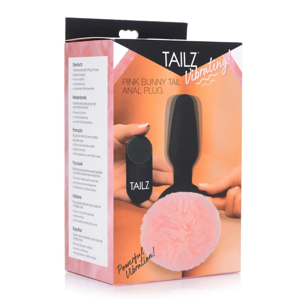 Tailz Tail Plug Pink Remote Control Vibrating Pink Bunny Tail Anal Plug at the Haus of Shag